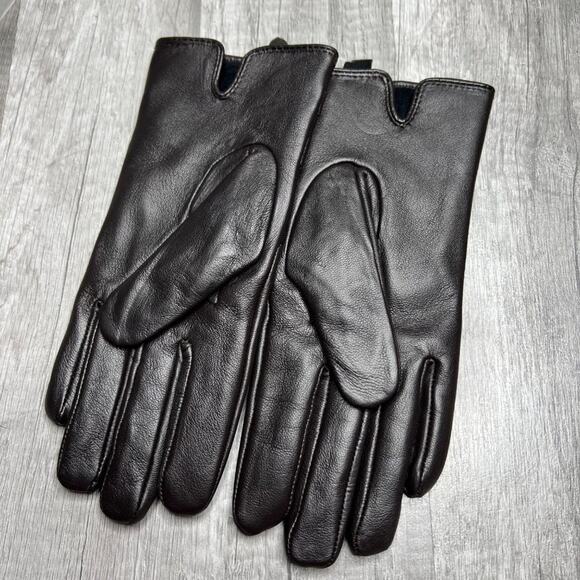 Nwot Leather Quilted Fleece Lined Gloves Dark Brown Women’s Small-Medium - Picture 2 of 5